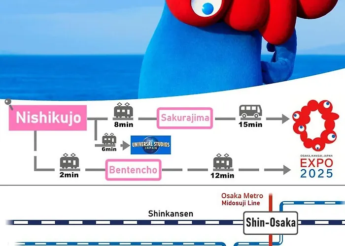 Usj 2 Stops, Umeda&Dotonbori 8Mins, Ninja Style Sv1